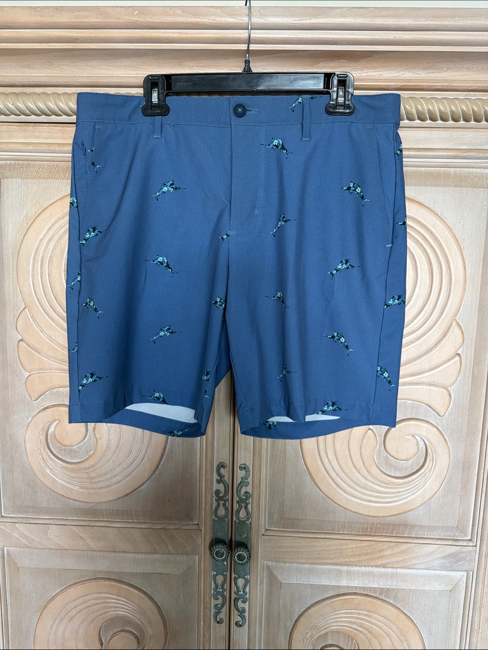 Tommy Bahama Navy Blue Printed Flat-Front Shorts
